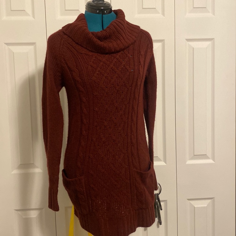 Charlotte Russe cowl neck cable knit sweater dress with pockets